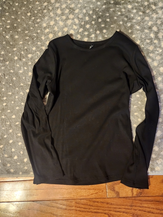 Tops - Black Long Sleeve Basic Tee- Thermal